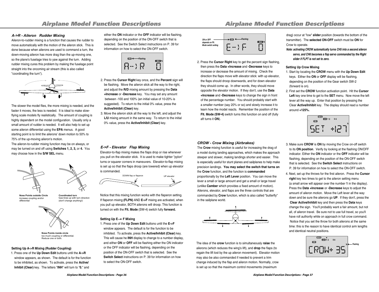Airplane model function descriptions | HITEC Optic 6 User Manual | Page 19 / 30