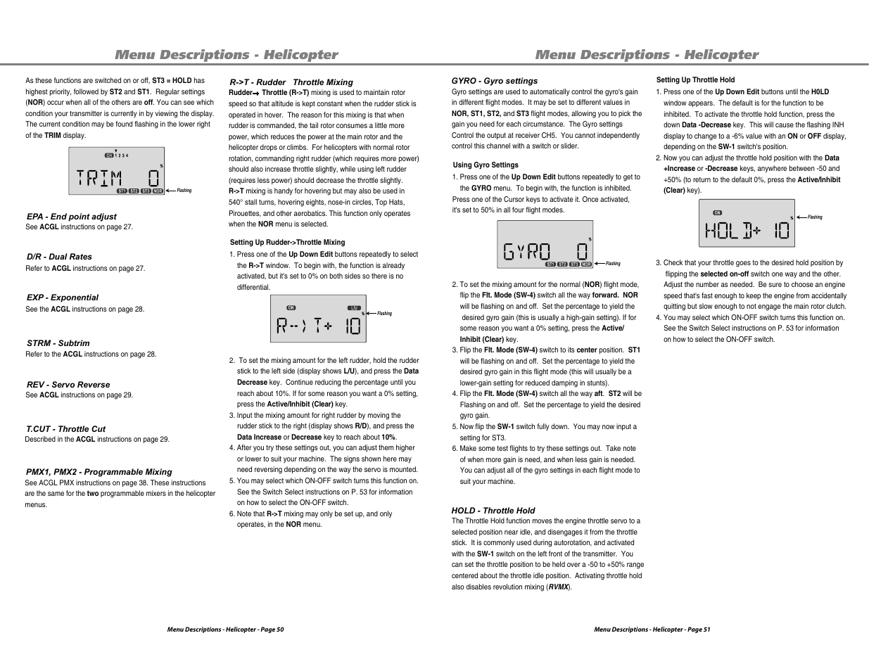 Menu descriptions - helicopter | HITEC Optic 6 User Manual | Page 26 / 30