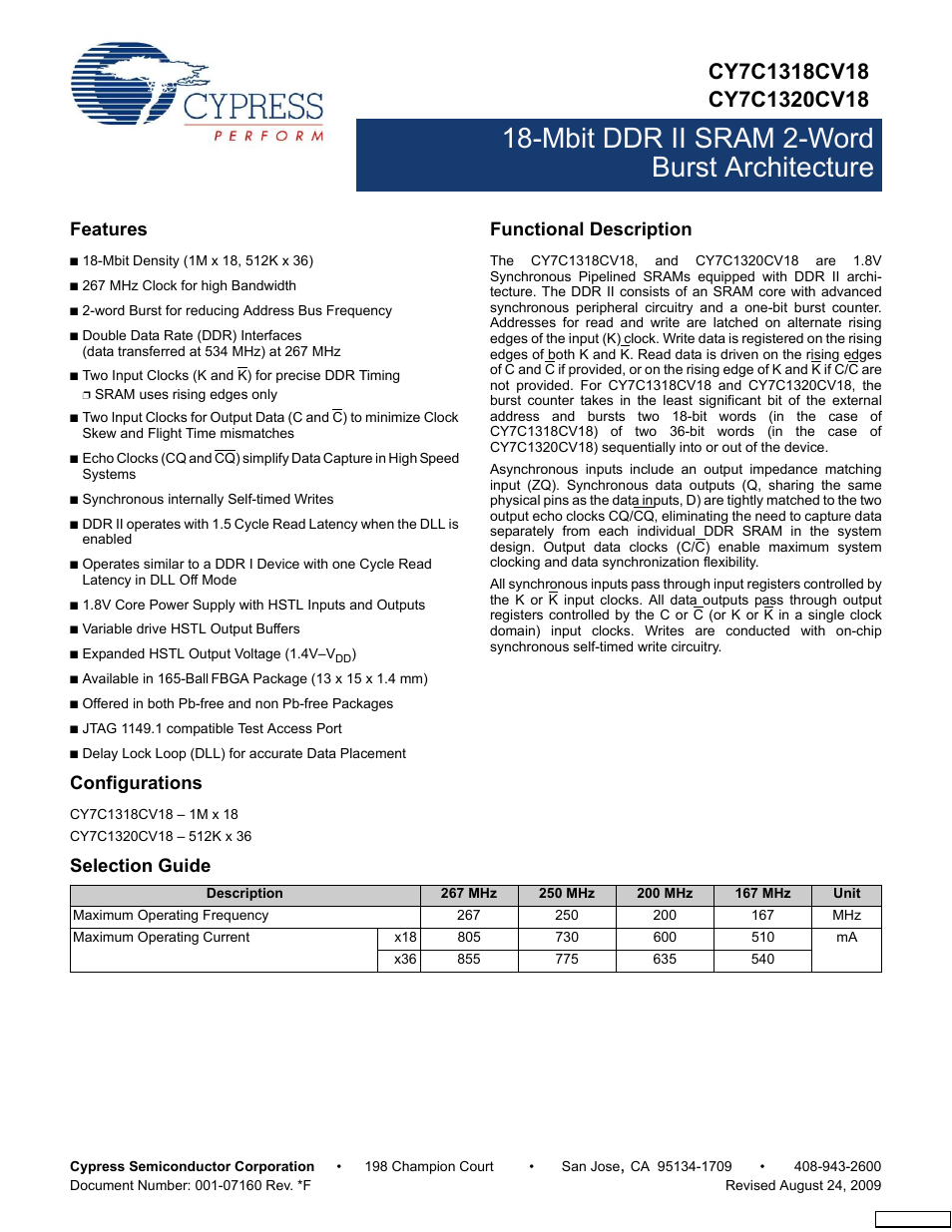 Cypress CY7C1318CV18-200BZI User Manual | 26 pages