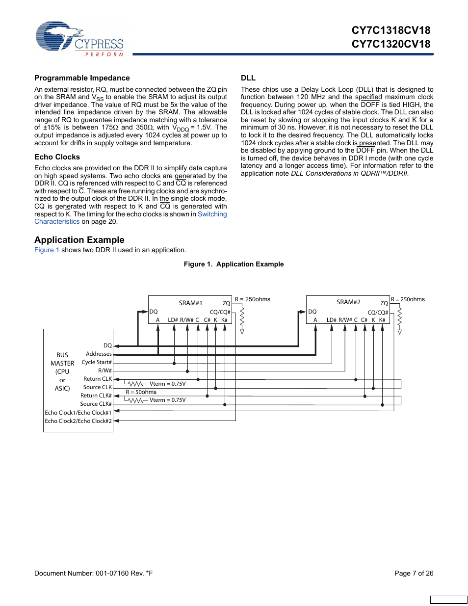 Programmable impedance, Echo clocks, Application example | Cypress CY7C1318CV18-200BZI User Manual | Page 7 / 26
