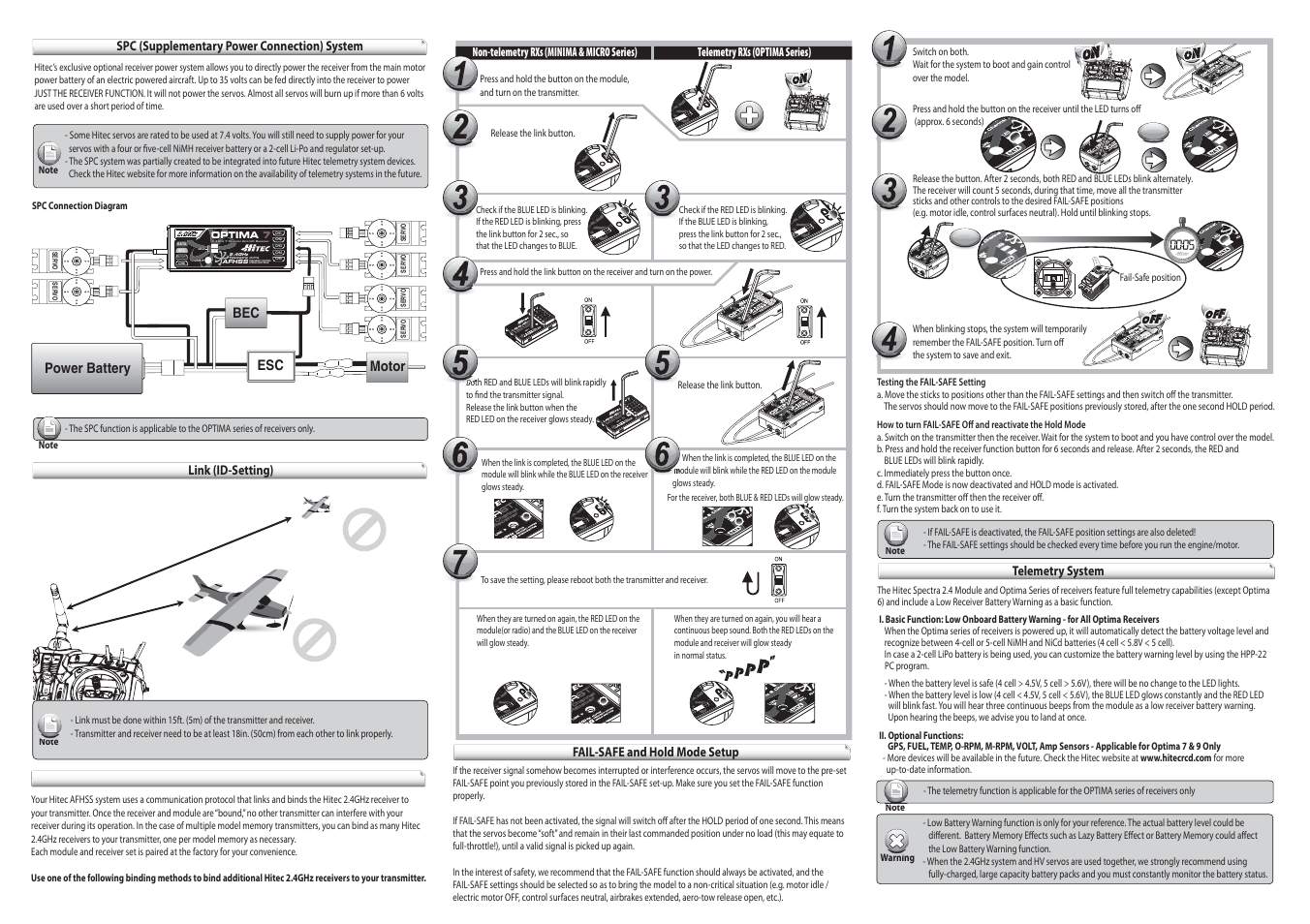 4ghz 7 channel aircraft receiver, Adaptive frequency hopping spread spectrum | HITEC Minima 6T User Manual | Page 2 / 2