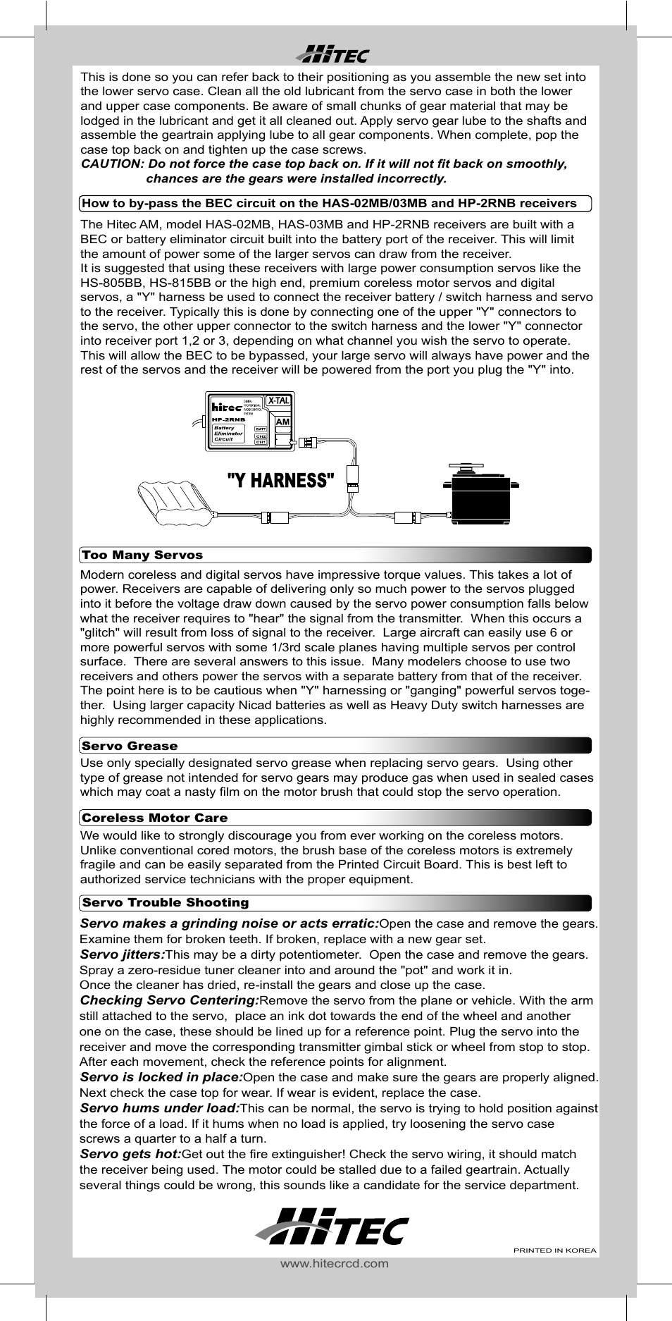 HITEC General Servo User Manual | Page 2 / 2