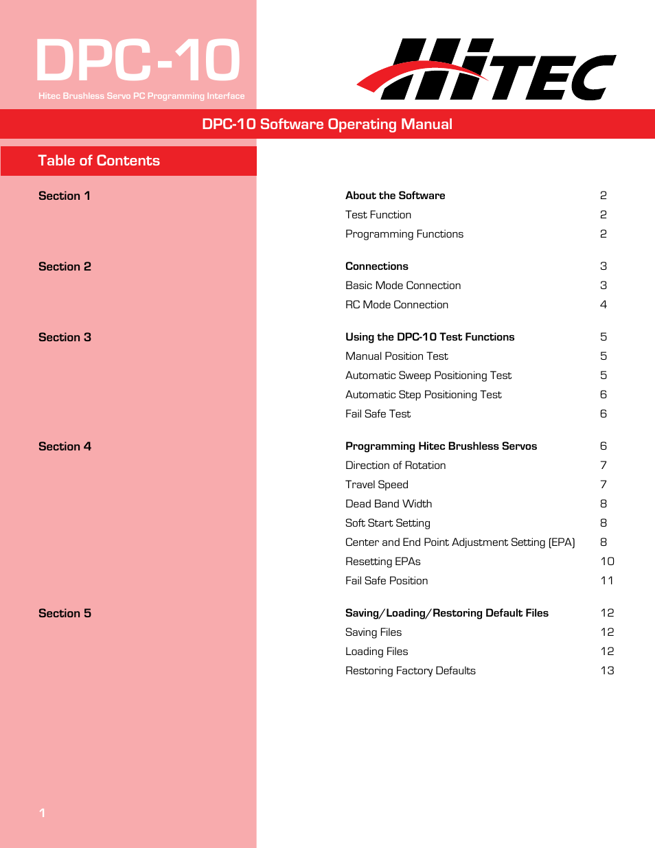 HITEC DPC-10 User Manual | 13 pages