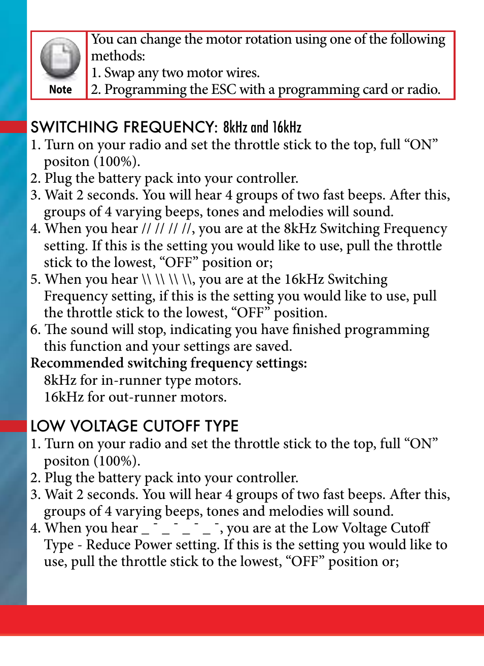 HITEC ENERGY SPORT ESC SERIES User Manual | Page 12 / 16