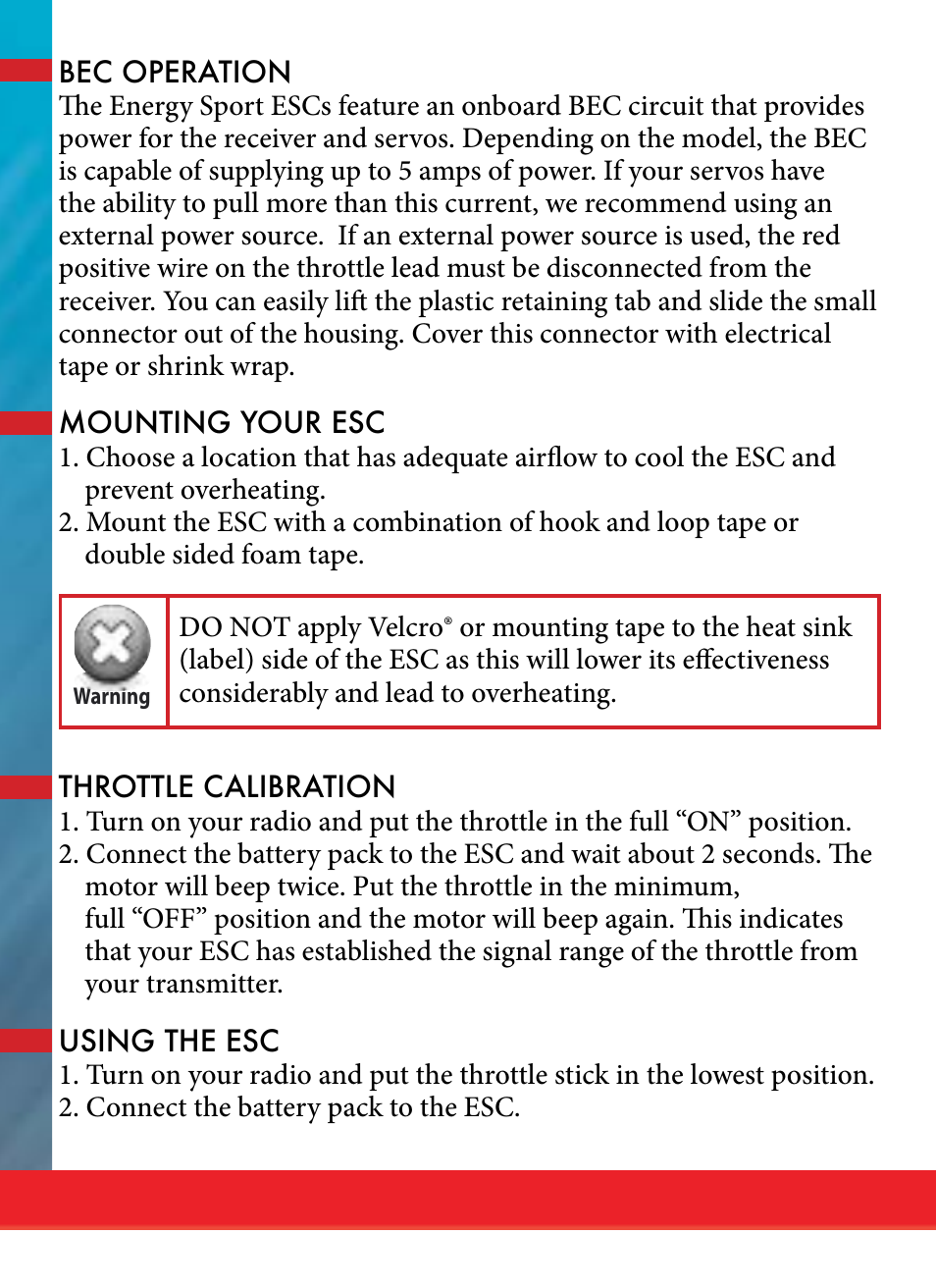 HITEC ENERGY SPORT ESC SERIES User Manual | Page 4 / 16