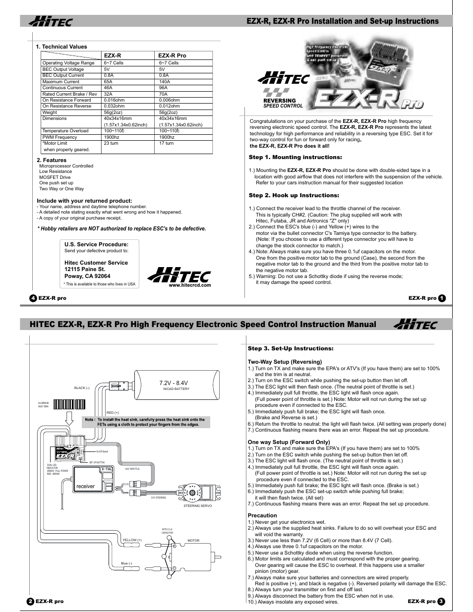 HITEC EXZ-R Pro User Manual | 1 page