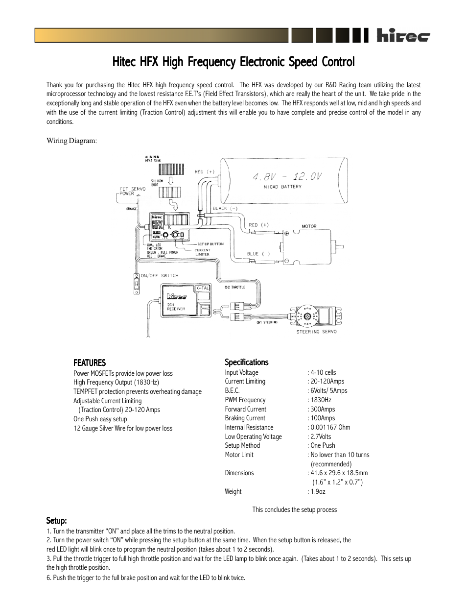 HITEC HFX User Manual | 2 pages