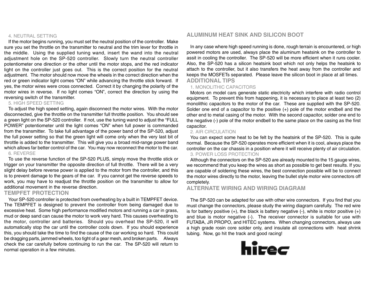 HITEC SP-520 User Manual | Page 2 / 2
