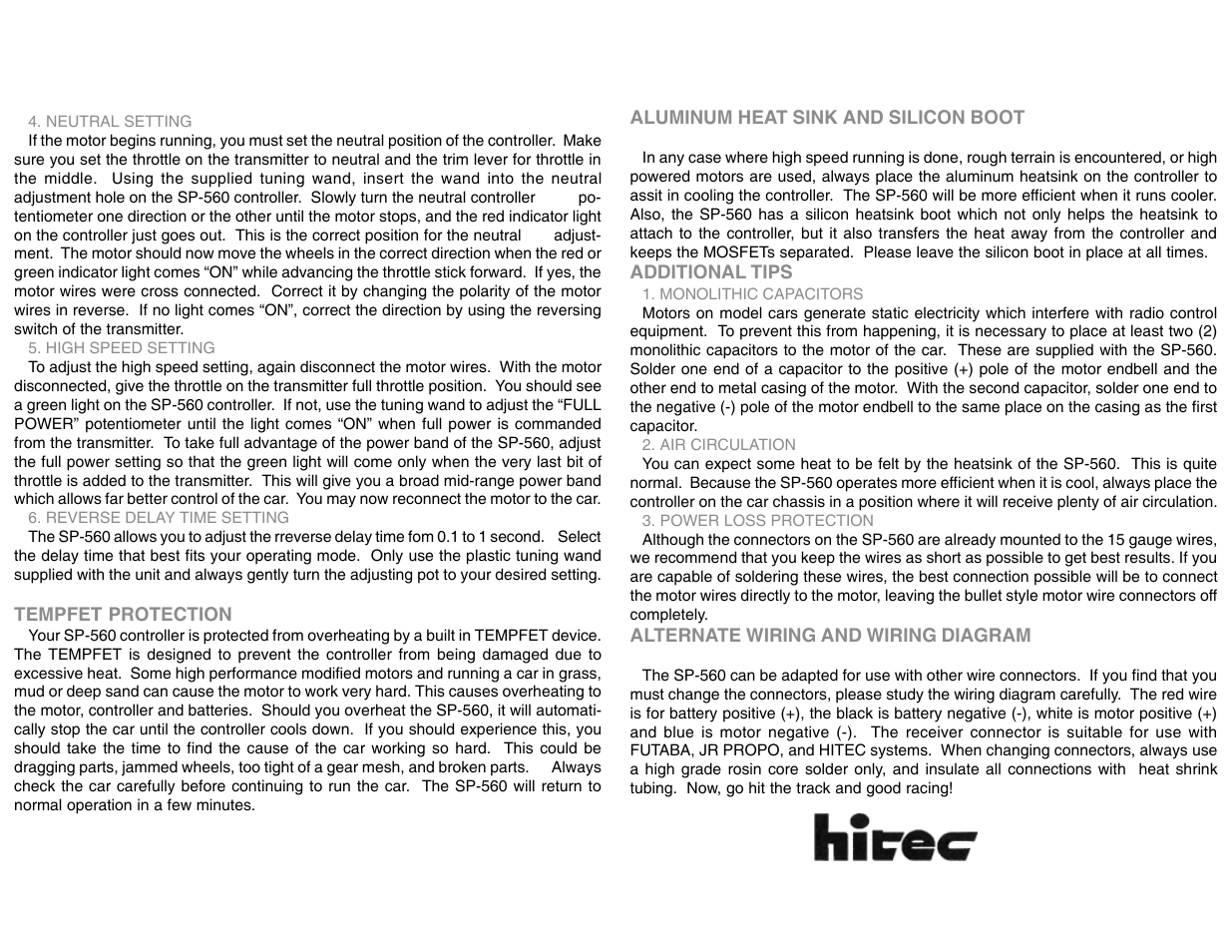 HITEC SP-560 User Manual | Page 2 / 2