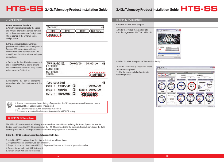 Hts-ss intallation manual 10-11, Hts-ss, 4gz telemetry product installation guide | HITEC Telemetry System User Manual | Page 5 / 6