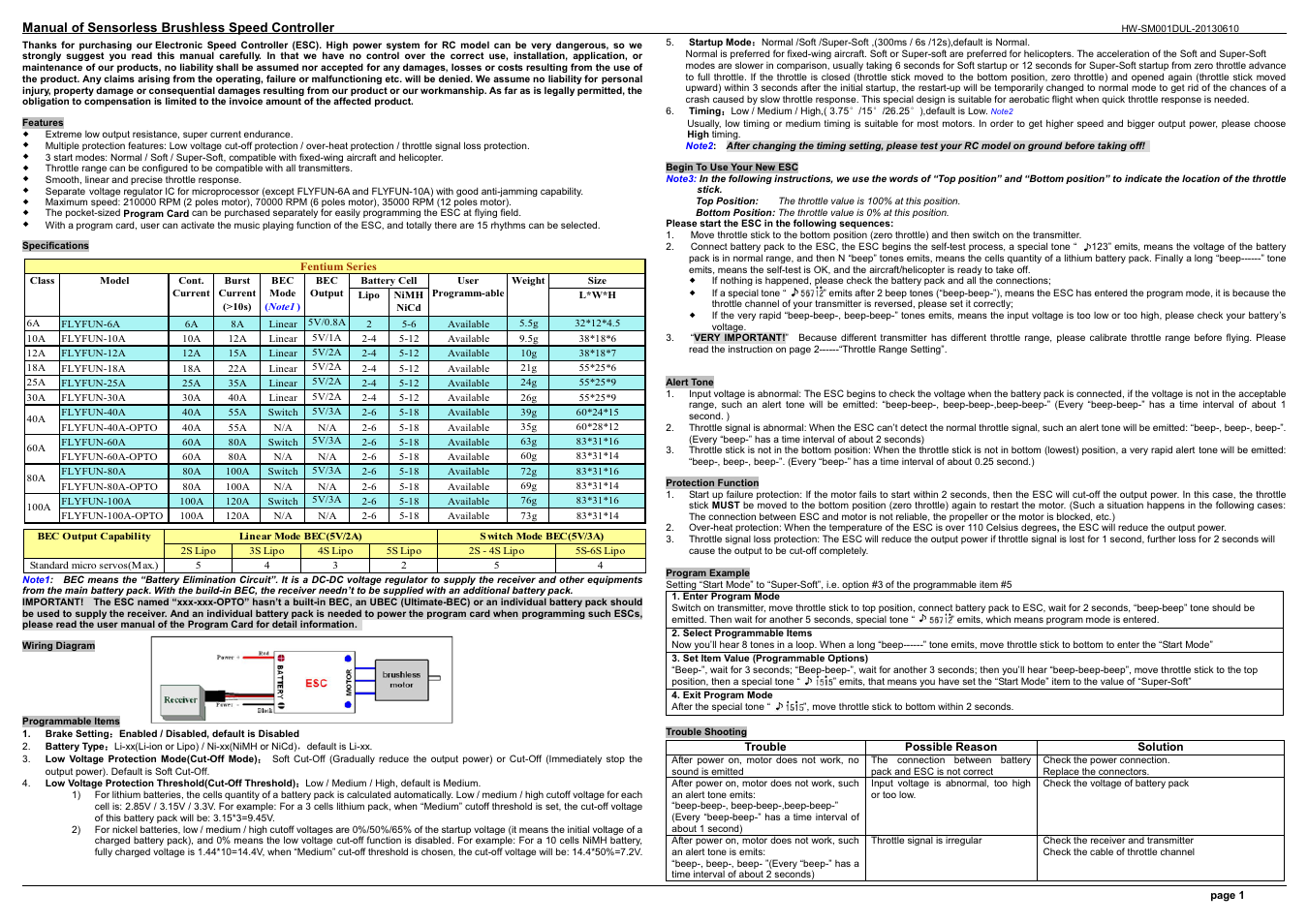 Hobbywing FlyFun-6A User Manual | 2 pages