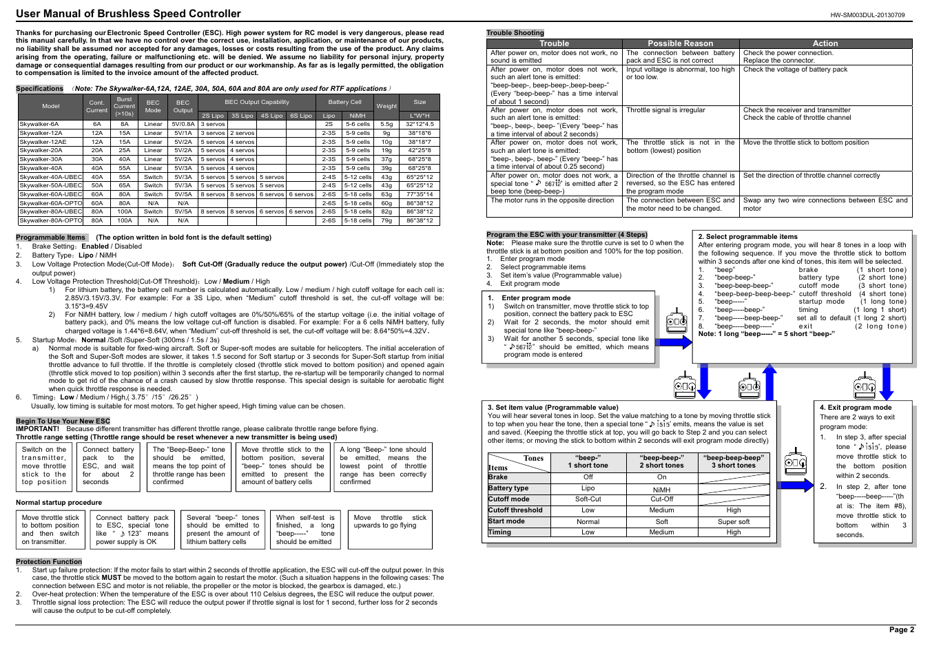 Hobbywing SkyWalker-20A User Manual | 1 page