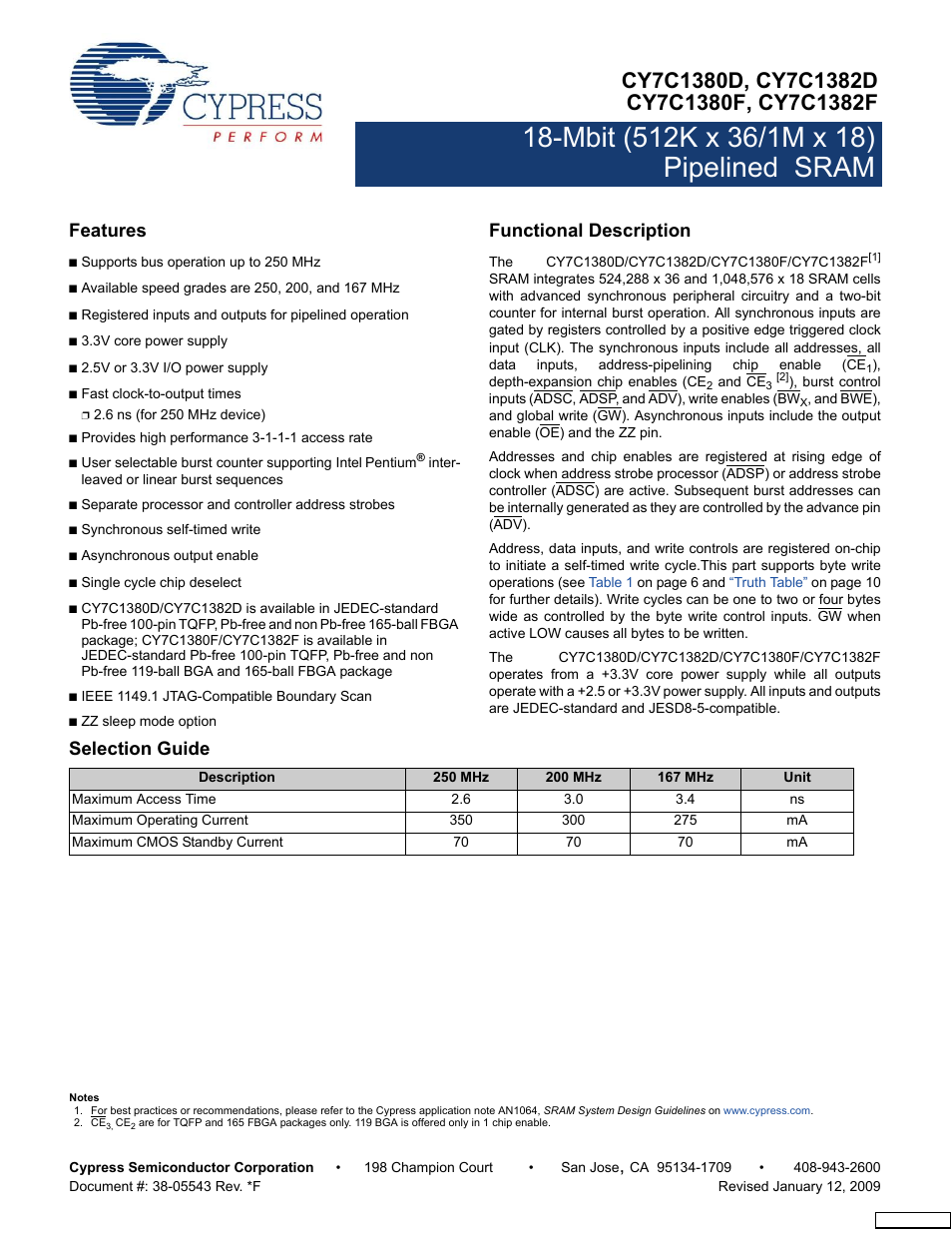Cypress Perform CY7C1380F User Manual | 34 pages