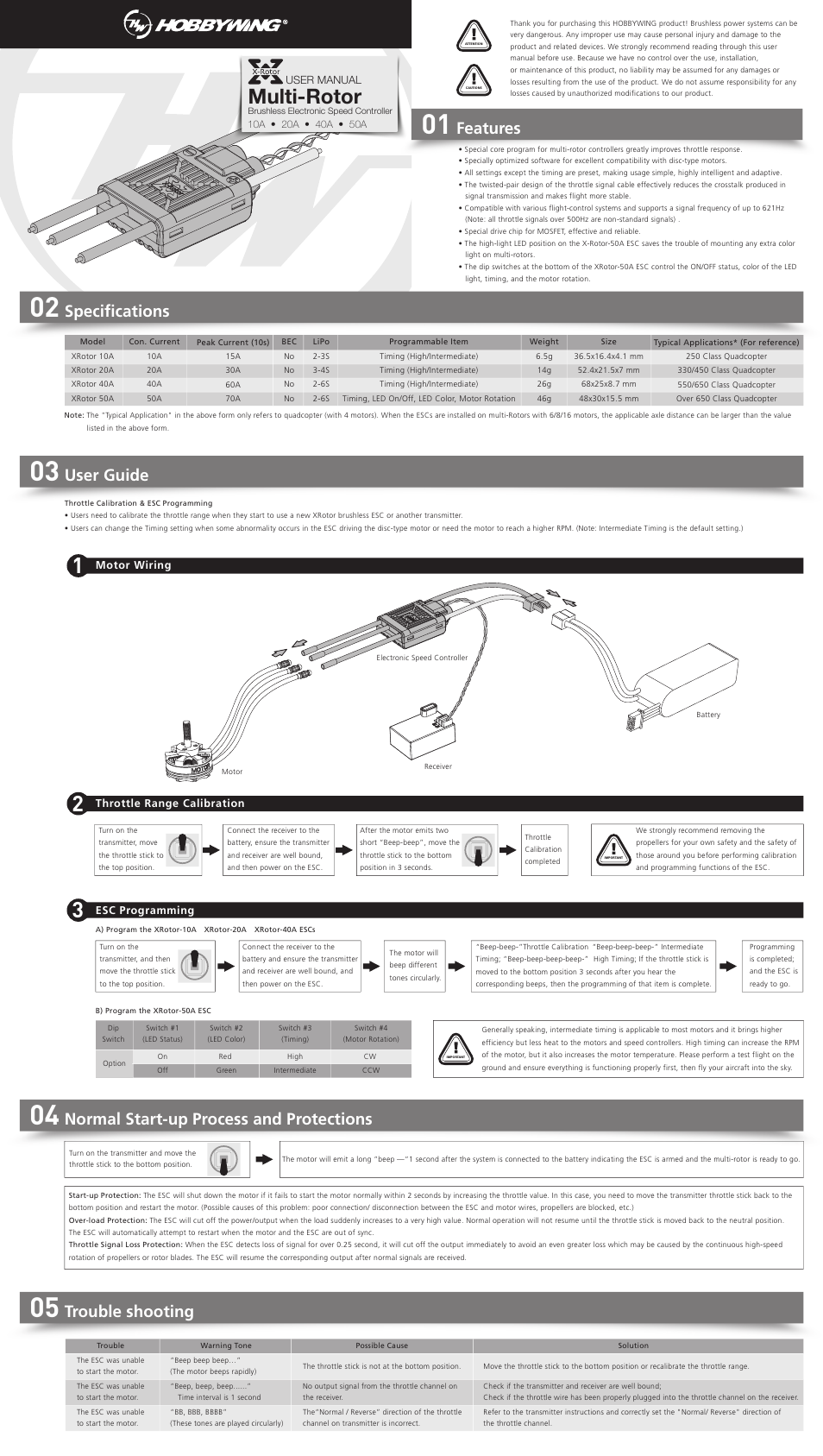 Hobbywing XRotor-40A User Manual | 1 page