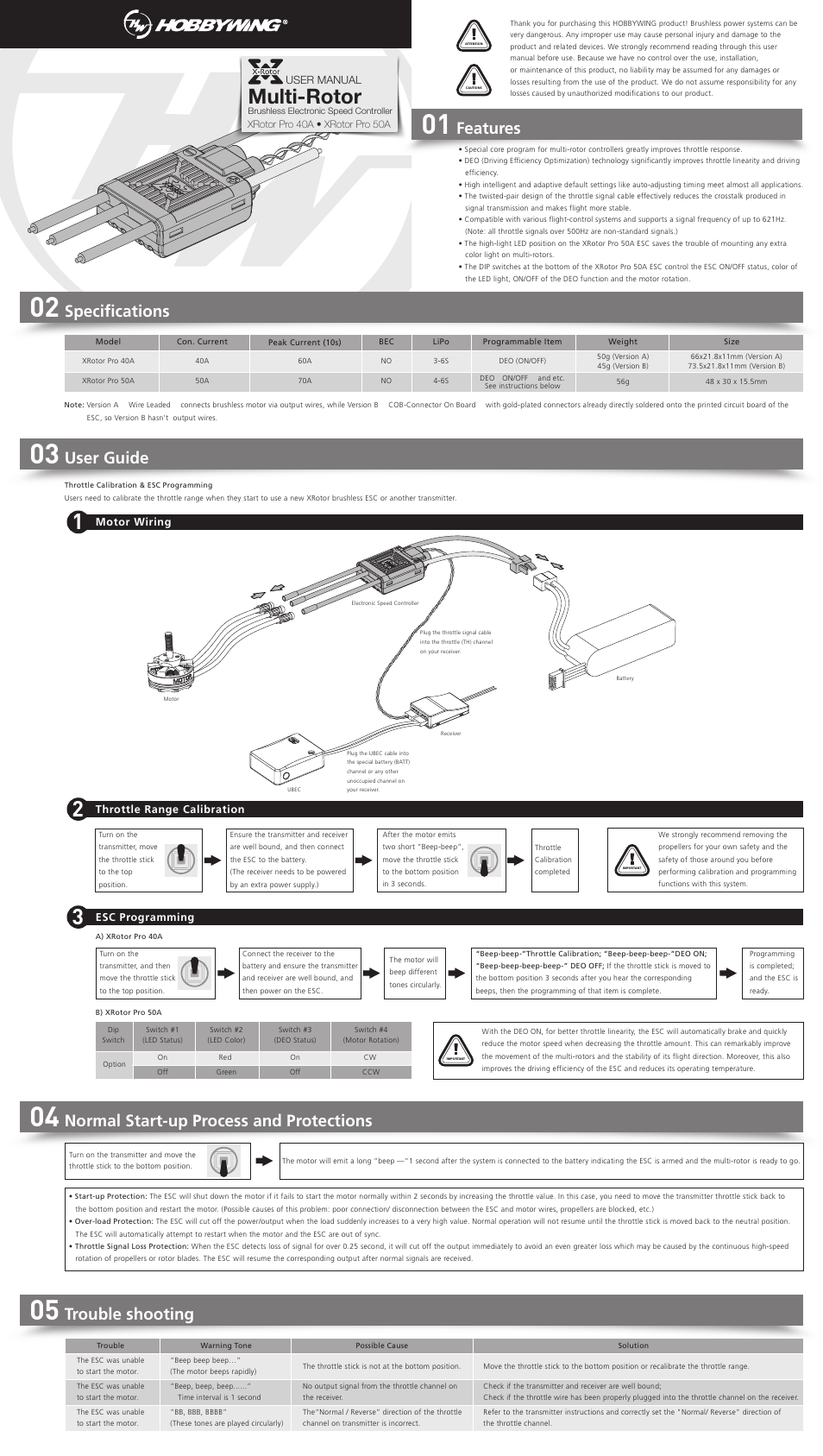 Hobbywing XRotor-Pro-50A User Manual | 1 page