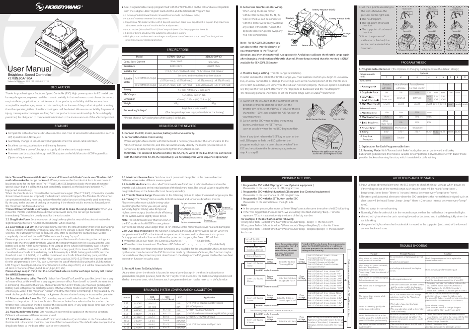 Hobbywing XERUN-120A V2.1 User Manual | 1 page