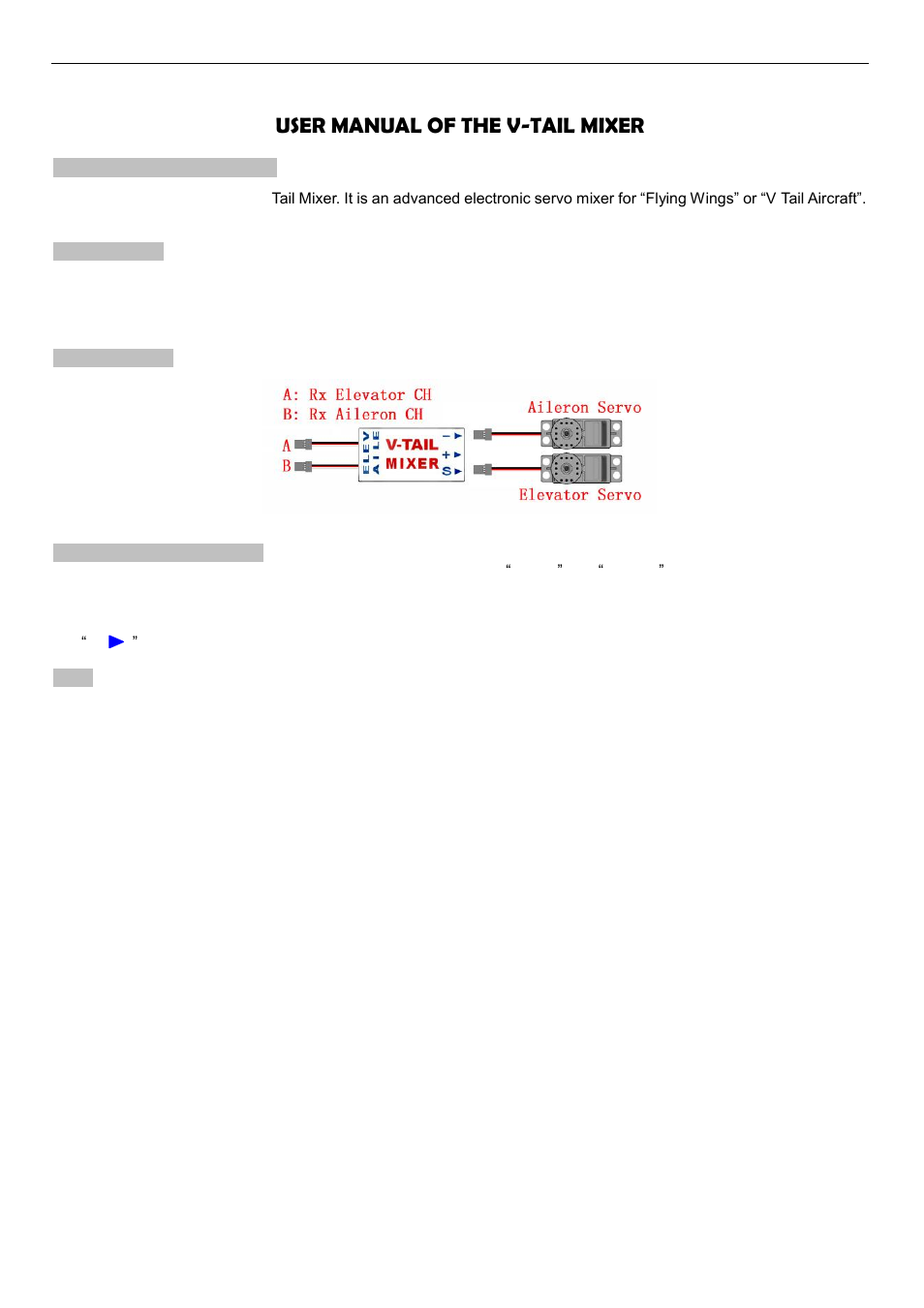 Hobbywing V-Tail Mixer User Manual | 1 page