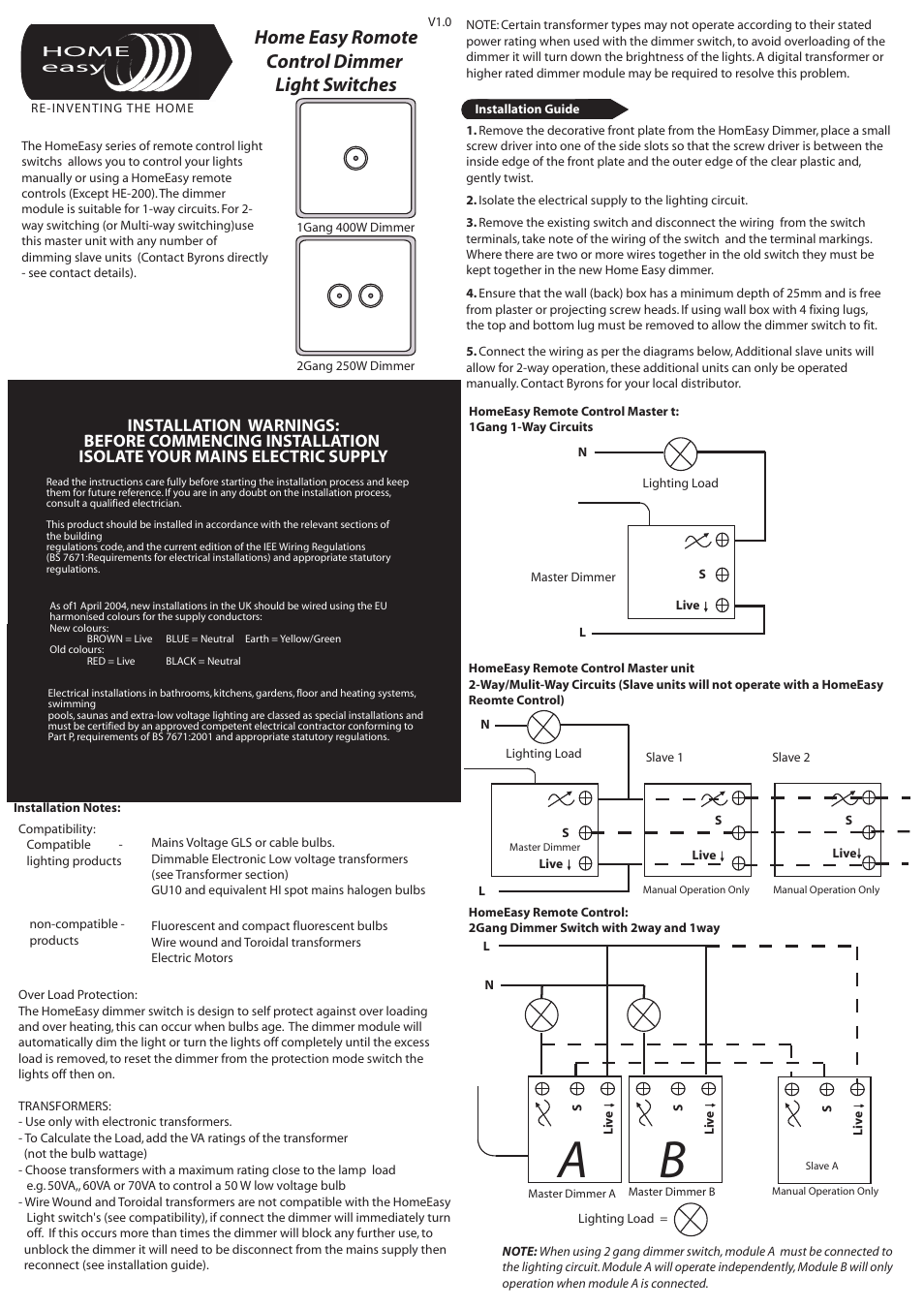 Home Easy HE107 User Manual | 2 pages