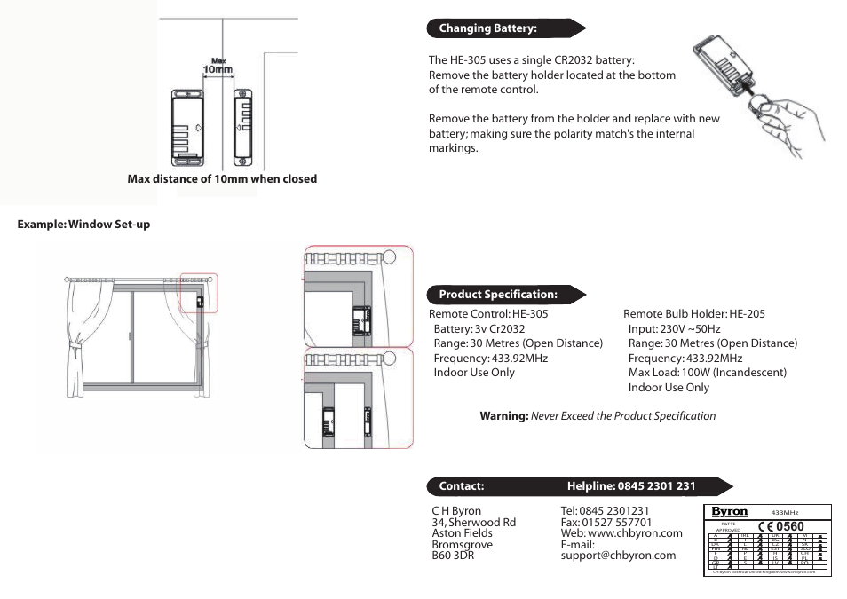 Home Easy HE309 User Manual | Page 2 / 2