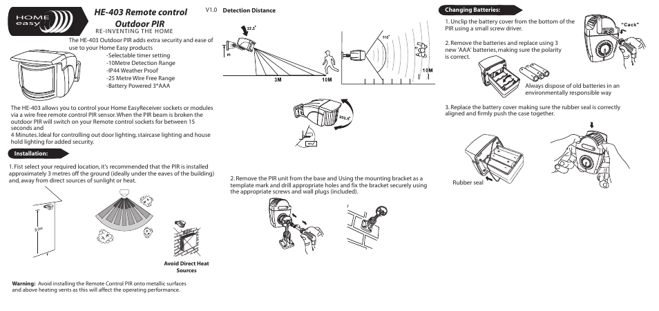 Home Easy HE403 User Manual | 2 pages