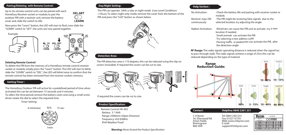 Range reduction guide | Home Easy HE403 User Manual | Page 2 / 2