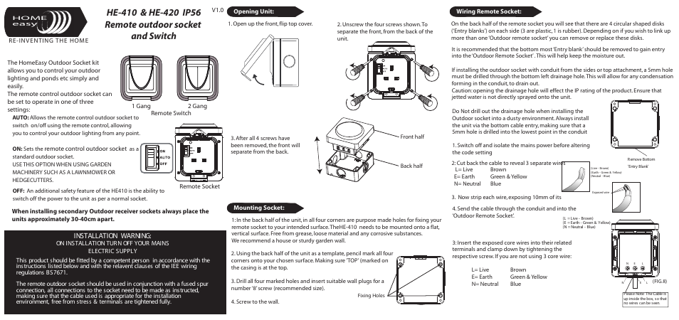 Home Easy HE420 User Manual | 2 pages