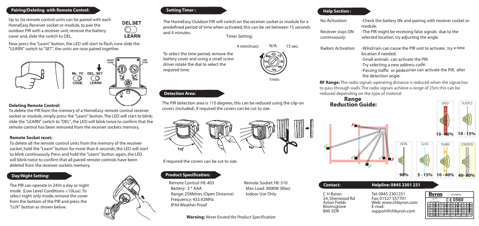 Range reduction guide | Home Easy HE413 User Manual | Page 2 / 2