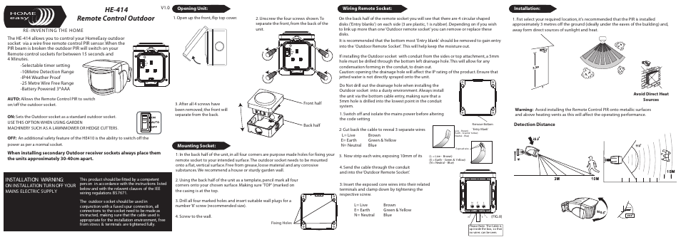 Home Easy HE414 User Manual | 2 pages