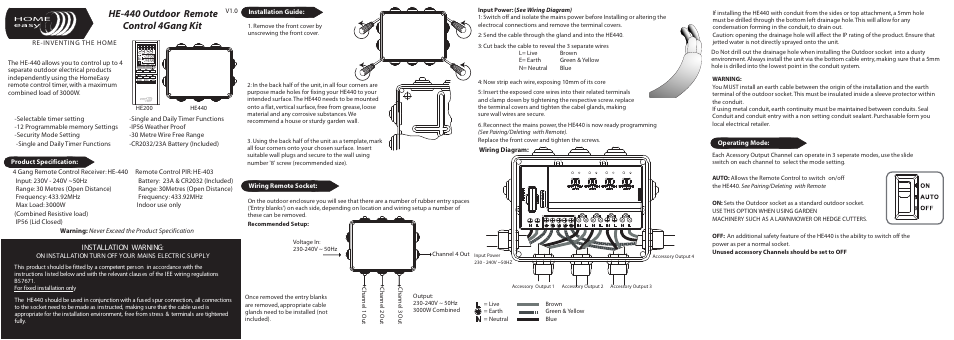 Home Easy HE440 User Manual | 2 pages