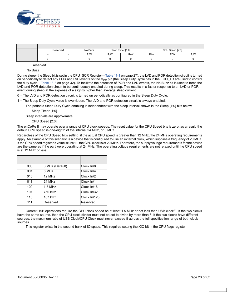 Table 10-4, Ster | Cypress enCoRe CY7C63310 User Manual | Page 23 / 83