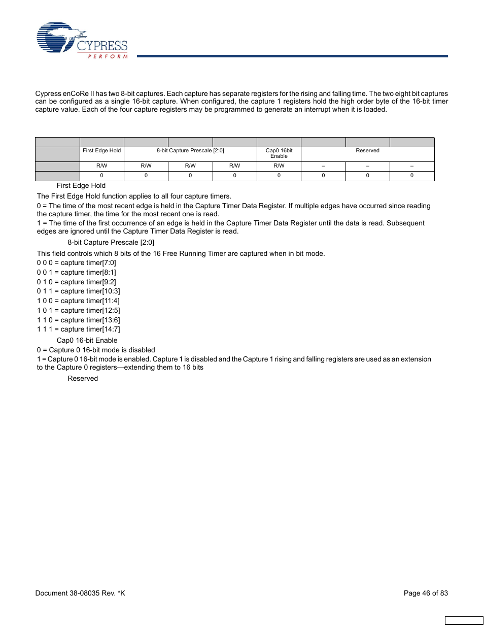 2 timer capture | Cypress enCoRe CY7C63310 User Manual | Page 46 / 83