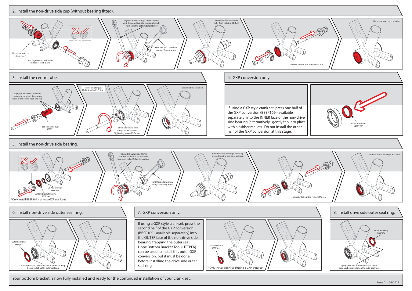 Install drive side outer seal ring | Hope Tech Press-Fit PF46 Bottom Bracket User Manual | Page 2 / 2