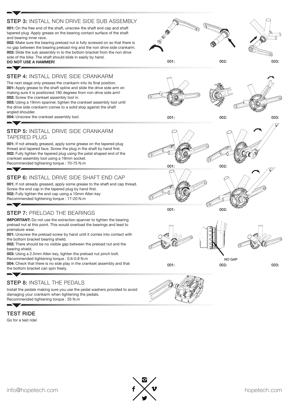 Hope Tech Crankset User Manual | Page 2 / 2