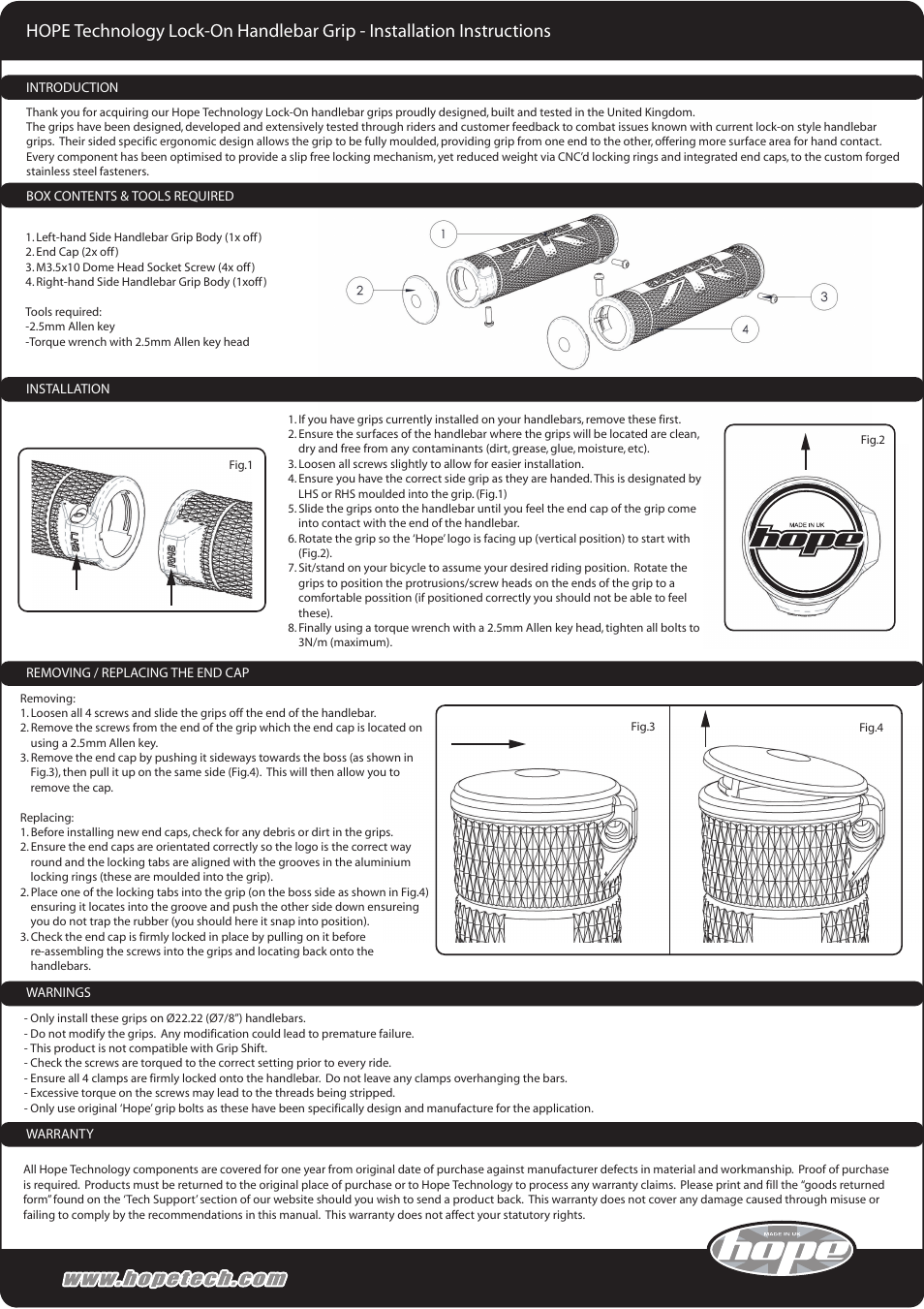 Hope Tech Lock-on Grips User Manual | 1 page