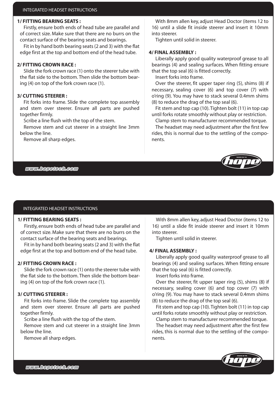 Hope Tech Integrated Headset User Manual | Page 2 / 2