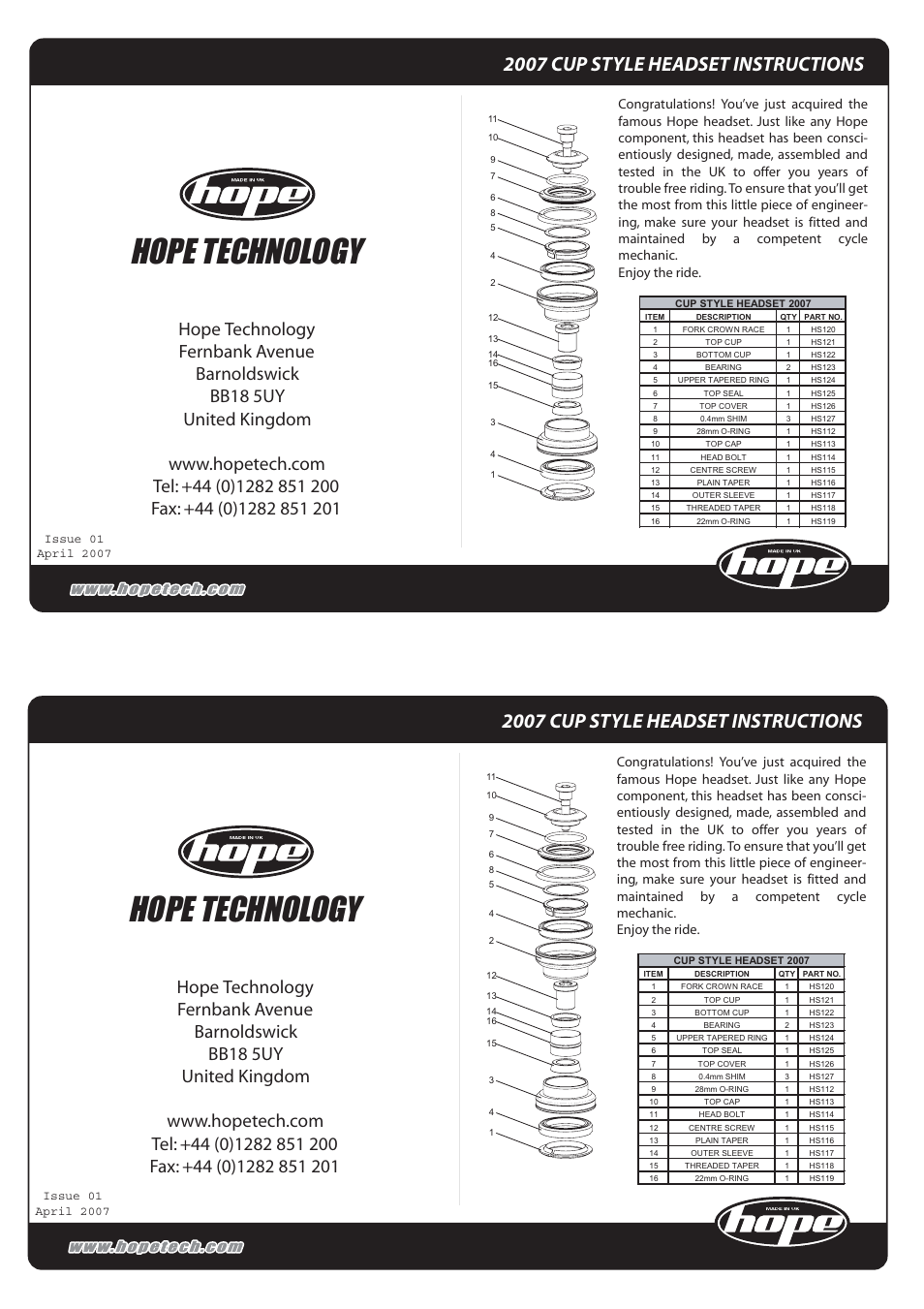 Hope Tech Conventional Headset User Manual | 2 pages