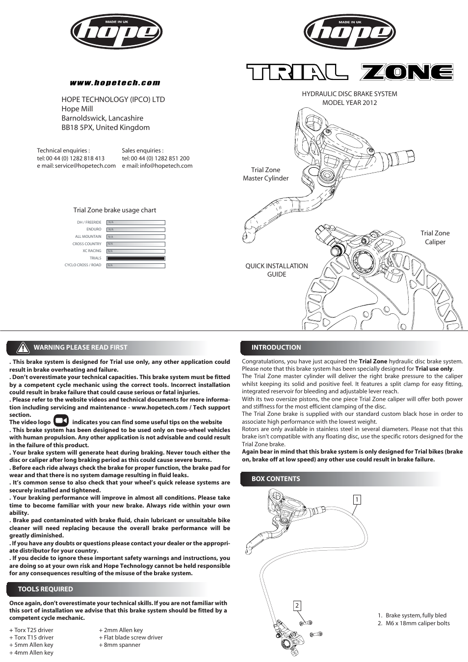 Hope Tech Trial Zone User Manual | 2 pages