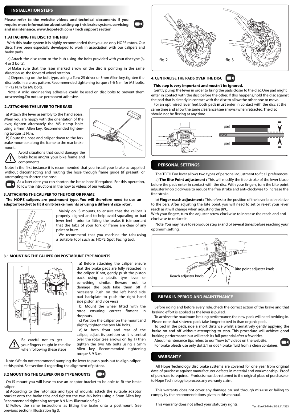 Hope Tech Tech Evo V2 Brake User Manual | Page 2 / 2