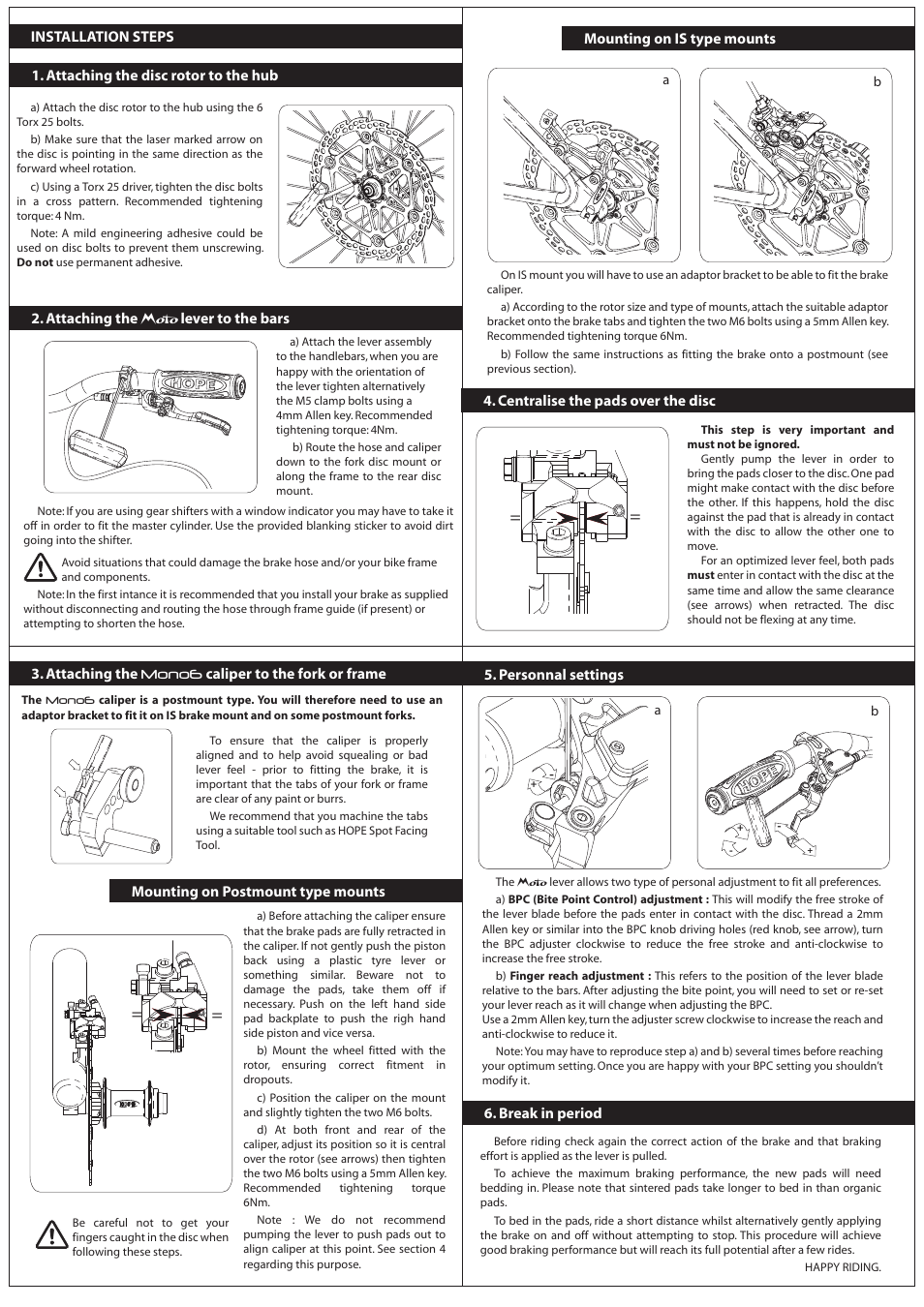 Hope Tech Moto M6 Brake User Manual | Page 2 / 2