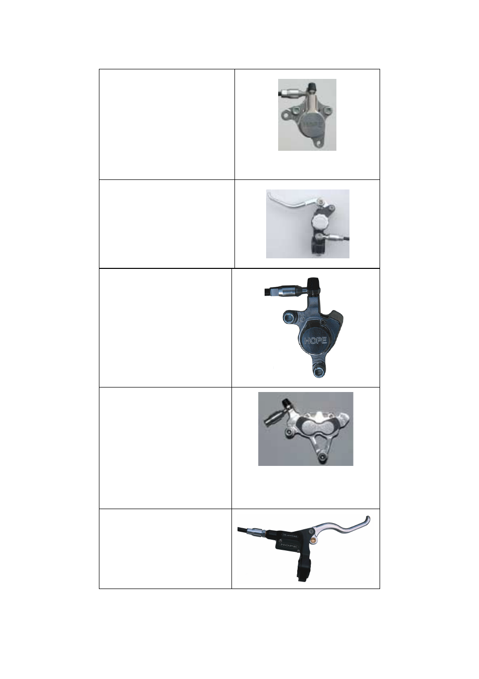 Caliper and lever identification | Hope Tech M4 Brake User Manual | Page 4 / 16