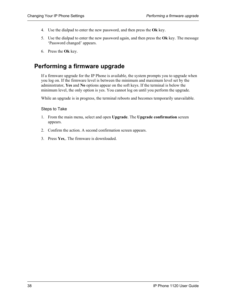 Performing a firmware upgrade, Steps to take | Cypress 1120 User Manual | Page 38 / 39