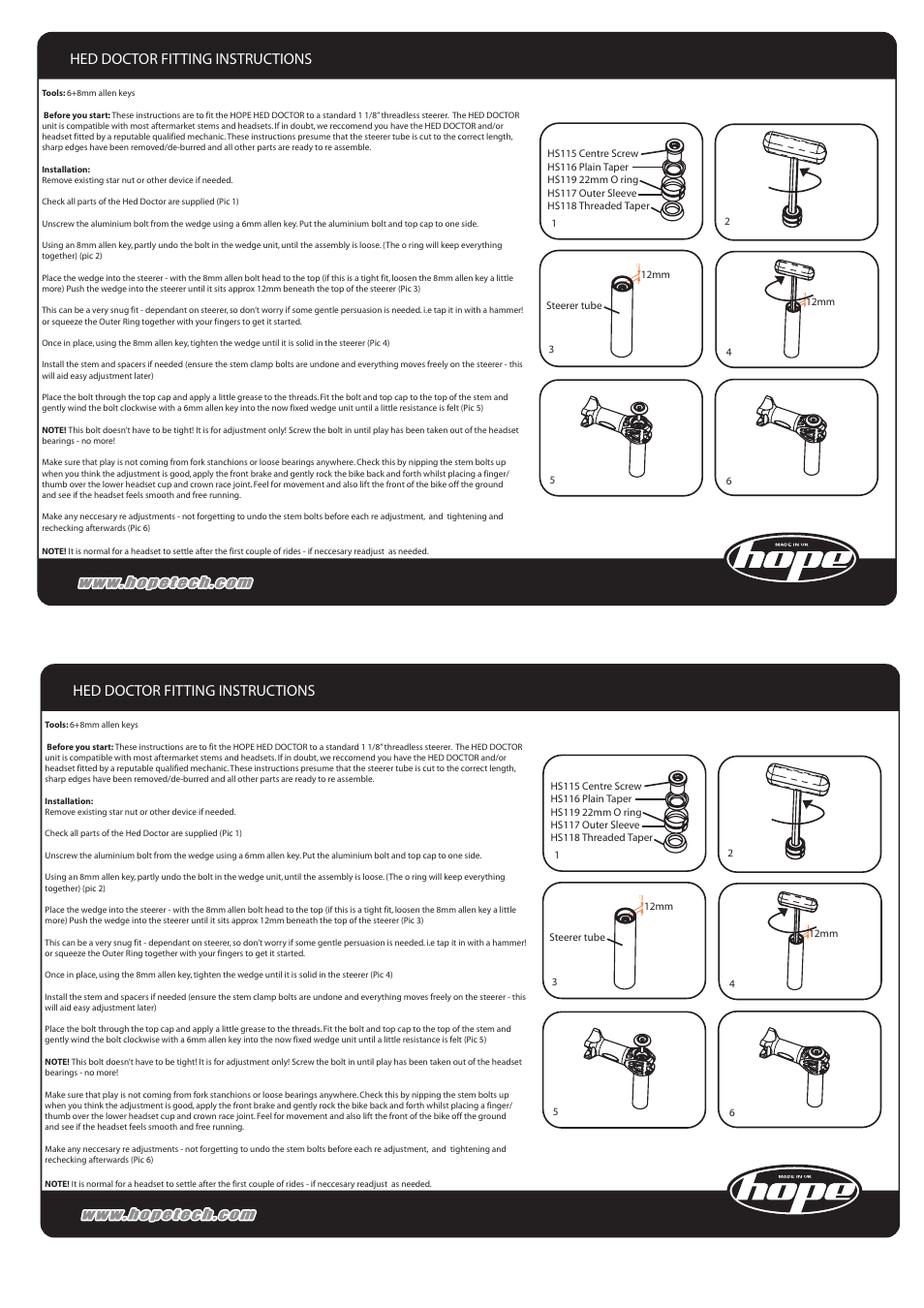 Hope Tech Head Doctor User Manual | 1 page