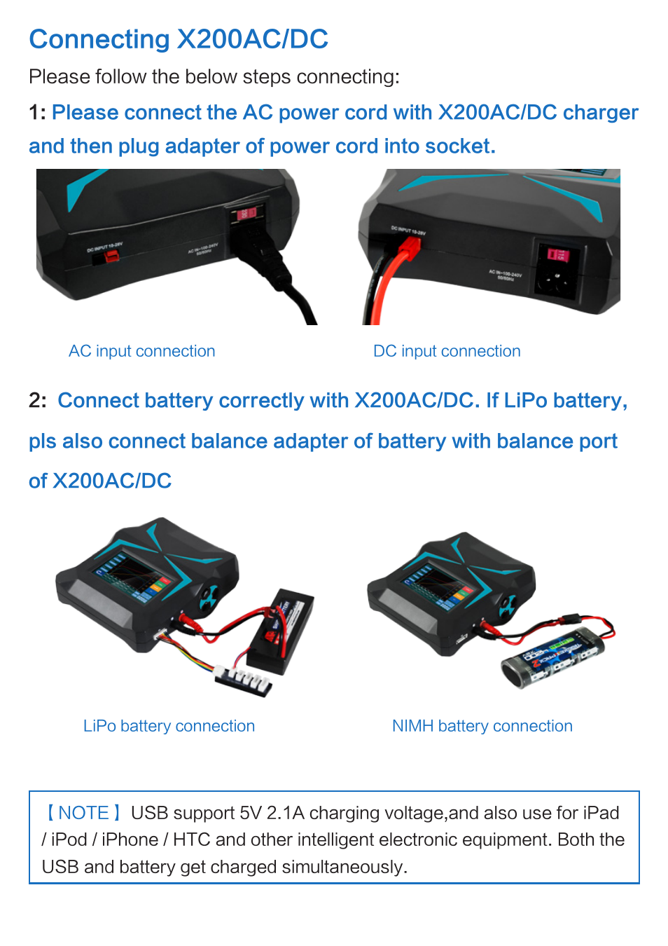 Connecting x200ac/dc | Imaxrc X200AC-DC User Manual | Page 9 / 39