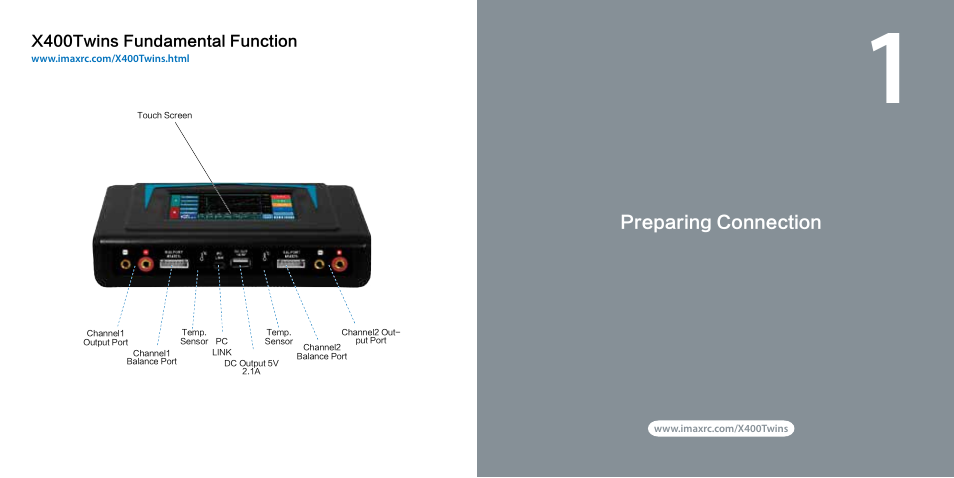 Preparing connection | Imaxrc X400 twins User Manual | Page 5 / 24