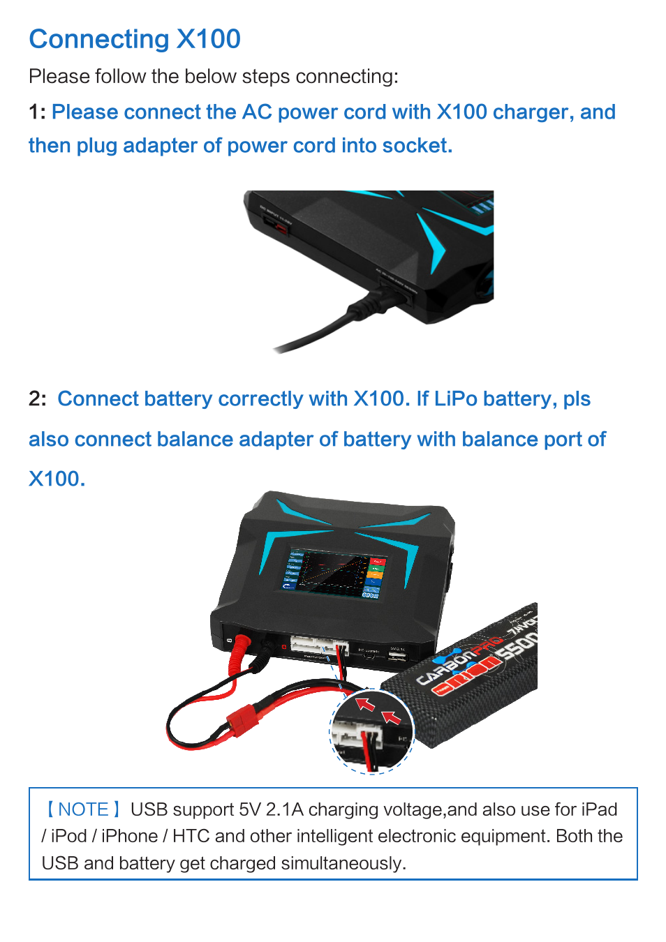 Connecting x100 | Imaxrc X100 User Manual | Page 9 / 39