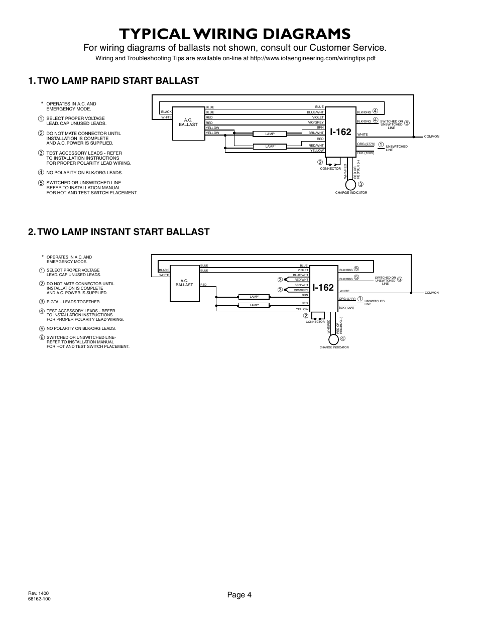 Typical wiring diagrams, Page 4 | IOTA I-162 User Manual | Page 4 / 4
