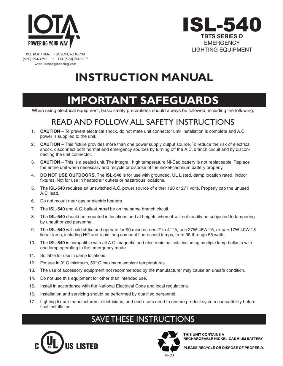 IOTA ISL-540-35W User Manual | 5 pages