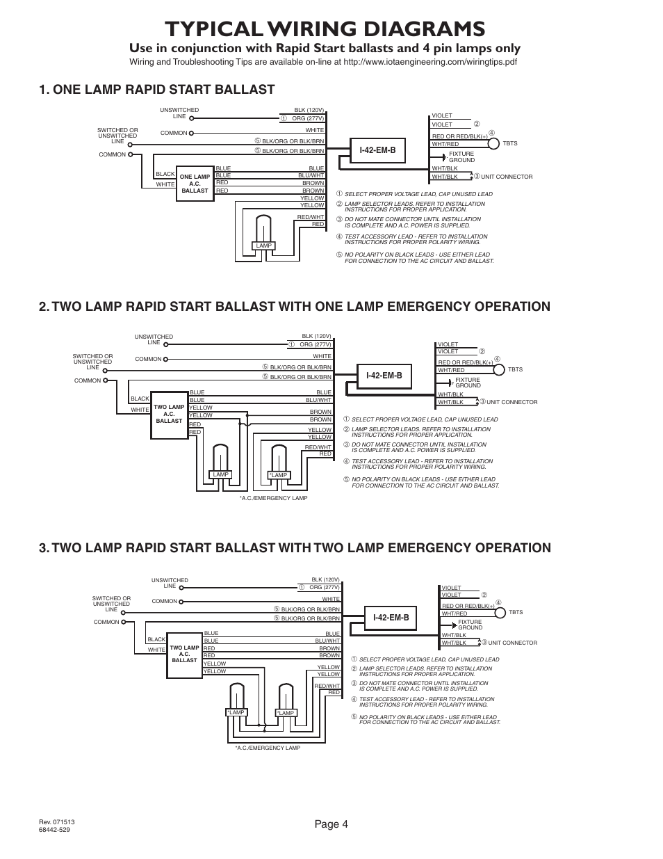 Typical wiring diagrams, Page 4 | IOTA I-42-EM-B User Manual | Page 4 / 4