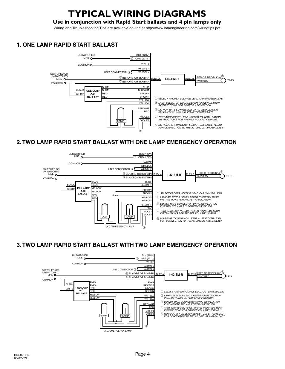 Typical wiring diagrams, Page 4 | IOTA I-42-EM-R User Manual | Page 4 / 4