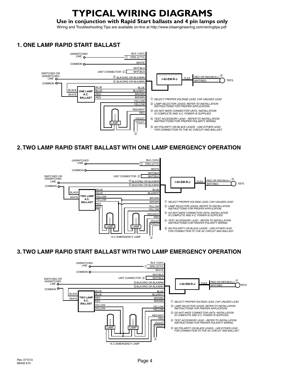Typical wiring diagrams, Page 4 | IOTA I-42-EM-R-J User Manual | Page 4 / 4